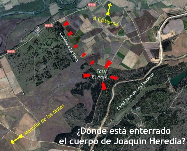 Mapa de la fosa de La Mata del Moral donde se cree que está enterrado Joaquín Heredia