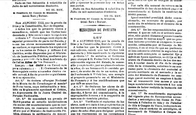 La Gaceta de Madrid de julio de 1918 (el BOE de entonces) con la concesión del Ponfeblino.
