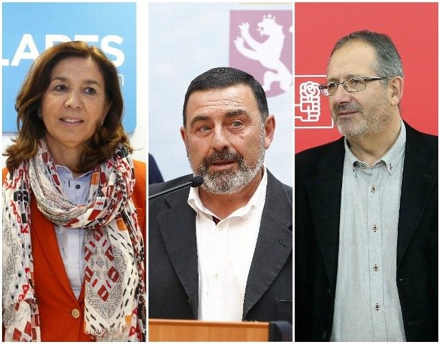 De izq. a dch.: Ana Rosa Sopeña (PP), Enrique Busto )(PSOE) Y Joaquín Llamas (PSOE).