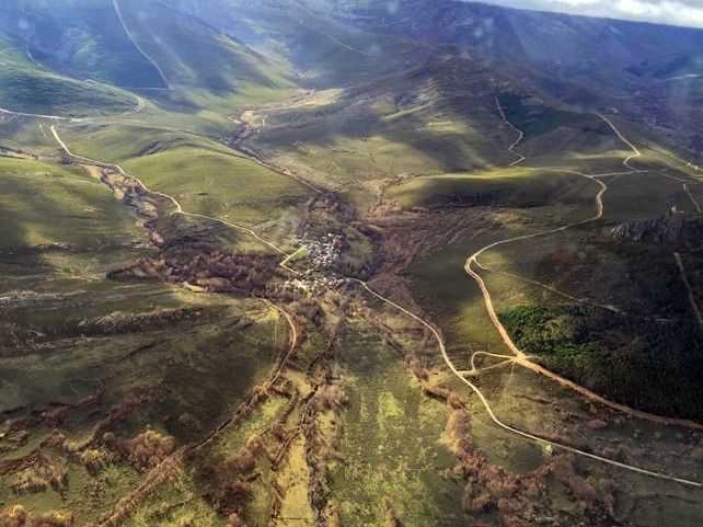 Vista aérea de Valdavido y su entorno en el que se pueden apreciar las zonas erosionadas que necesitan tratamiento. Fantástico Bosque